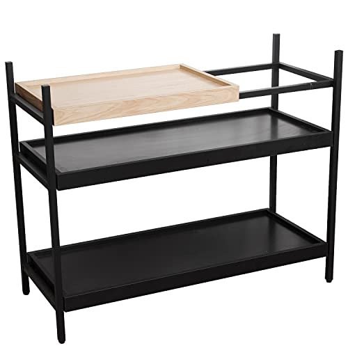 DRW Eingangstisch aus Metall und MDF, in Schwarz und Natur, 100 x 40 x 81 cm, Höhe der Beine 10 cm von DRW