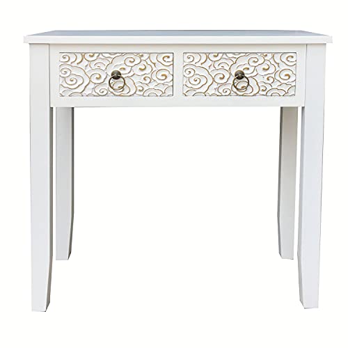 DRW Eingangstisch mit 2 Schubladen aus MDF-Holz Tannenholz in Weiß 78 x 30 x 78 cm, 78x30x78cm DRW Eingangstisch mit 2 Schubladen aus MDF-Holz Tannenholz in Weiß 78 x 30 x 78 cm, 78x30x78cm von DRW