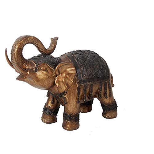 DRW Elefant Gold Glück Trompe nach Oben aus Kunstharz, 25,00 x 10,00 x 21,50 cm von DRW