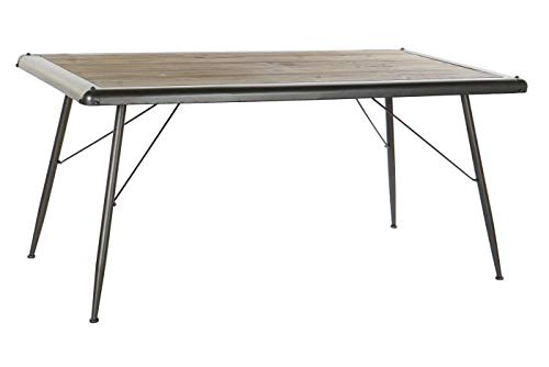 DRW Esstisch aus Fichte und Metall in Natur 161 x 90 x 75 cm, Natürliches Hellgrau, 161x90x75cm von DRW