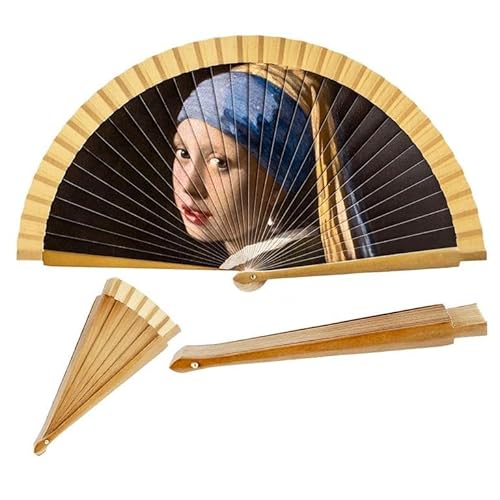 DRW Fächer aus Holz, dekoriert mit Bild Joy la Perla de Vermeer, 42 cm, bunt, Medidas von DRW