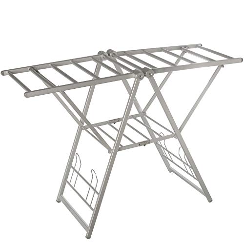 DRW Faltbarer Wäscheständer aus Aluminium in Seiner Farbe 134 x 54 x 94 cm Gestell 17 x 27 mm von DRW