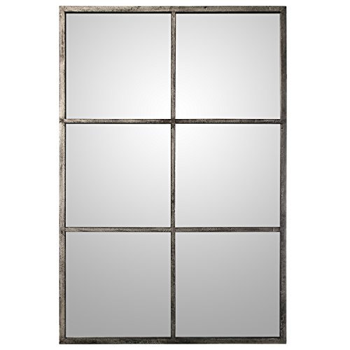 DRW Fensterspiegel, Eisen, Schwarz und Grau, 80 x 120 x 2 cm von DRW