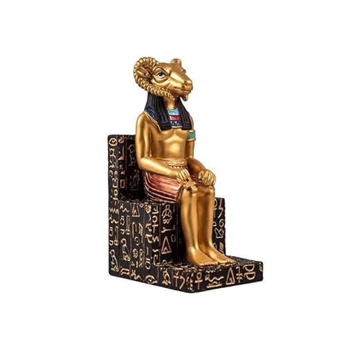 DRW Figur Amon ägyptischer Gott sitzend aus Harz handbemalt 6x9x15cm von DRW