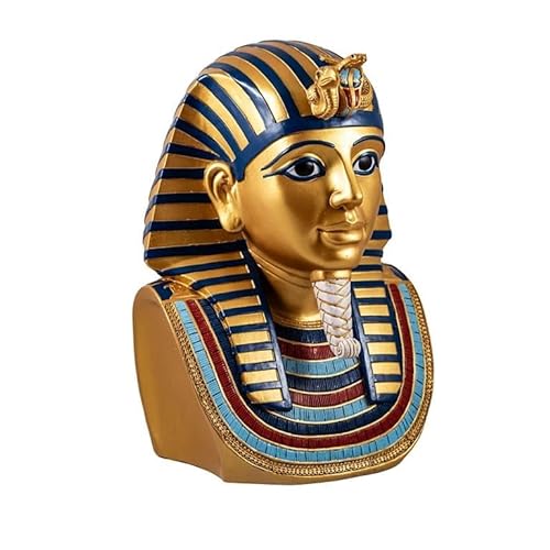 DRW Figur Büste Tutanchamon Ägyptischer König Golden aus Harz handbemalt 18x14x26cm von DRW