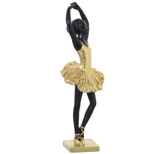 DRW Figur Einer Ballerina aus Harz in Gold und Schwarz, 9 x 10 x 30 cm von DRW