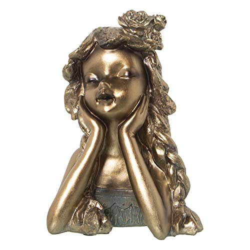 DRW Figur Einer Büste eines Mädchens aus Harz in Gold 17 x 14 x 26 cm, estandar von DRW