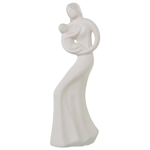 DRW Figur Einer Frau mit Baby aus Keramik in Beige Sand 14 x 16 x 45 cm von DRW