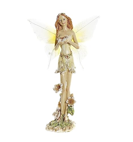 DRW Figur Fee NINFA gelb Harz mit Blumen 16 x 9 x 29,5 cm von DRW