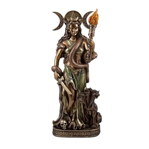 DRW Figur Hekate Göttin der Magie Wächter der Nacht und Göttin der Zauberer und Zauberer Finish Bronze Harz handbemalt 16x11x40 cm von DRW