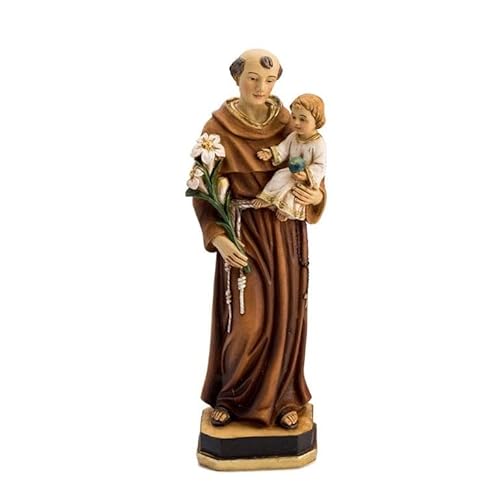 DRW Figur St. Antonio für Kinder und Blumen, handbemalt, Harz, 20 cm von DRW