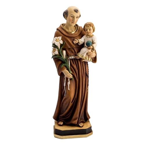 DRW Figur San Antonius Kind und Blumen handgemaltes Harz 31 cm von DRW