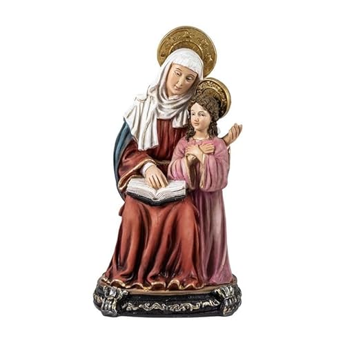 DRW Figur Santa Anne mit der Jungfrau Maria aus handbemaltem Harz, 10 x 5 x 20 cm von DRW