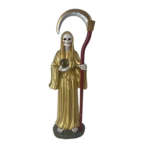 DRW Figur Santa Tod, vergoldet mit Sense und Kristallkugel, 20 x 20 x 69 cm von DRW