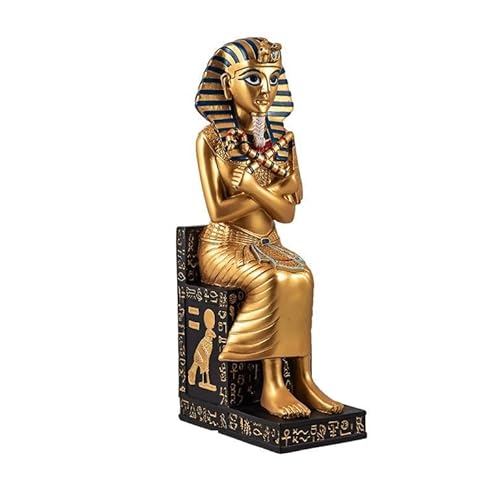 DRW Figur Tutanchamon Sitzender ägyptischer König aus Harz handbemalt 7x12x28 cm von DRW