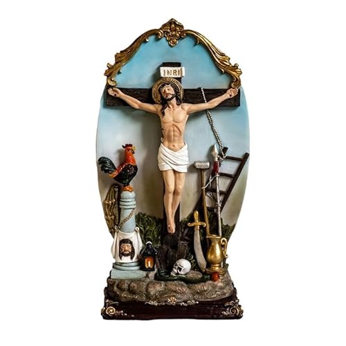 DRW Figur des Christus Richter aus handbemaltem Harz, 19 x 11 x 40 cm, Verschiedene Farbtöne, 19x11x40 cm von DRW