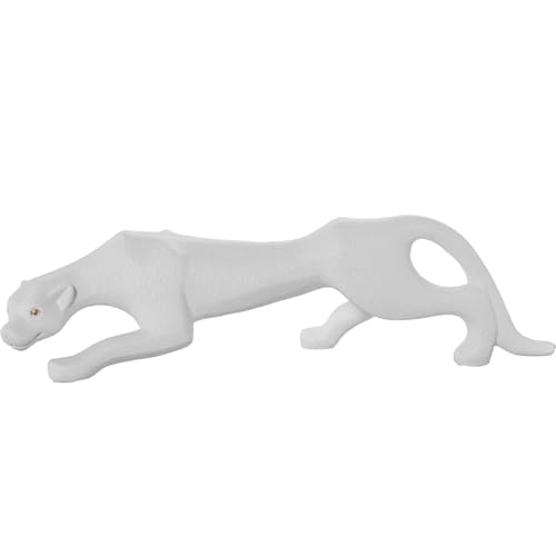 DRW Figur eines Keramikpanthers in Sandweiß und Gold, 60 x 15 x 16,5 cm von DRW