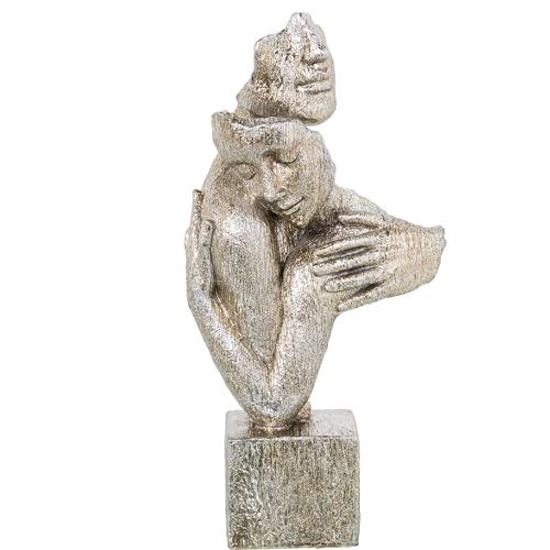 DRW Figur eines Paares mit Harzbasis in Silber, 8 x 16 x 31 cm von DRW