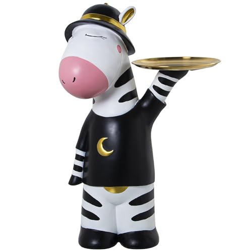 DRW Figur eines Zebras mit Tablett aus Kunstharz, 45 x 34 x 70 cm, Harz, 45x34x70cm von DRW