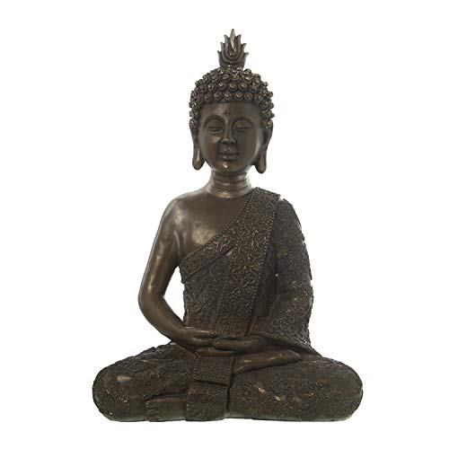 DRW Figur eines sitzenden Buddhas, aus Kunstharz, 22,5 x 30 x 50 cm, goldfarben von DRW