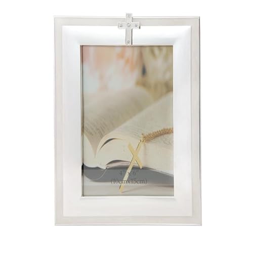 DRW Bilderrahmen mit Kreuz für Hochzeit oder Kommunion, 10 x 15 cm, silberfarben, 14 x 20 cm DRW Bilderrahmen mit Kreuz für Hochzeit oder Kommunion, 10 x 15 cm, silberfarben, 14 x 20 cm von DRW