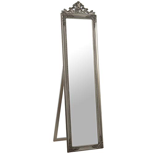 DRW Fuß aus Holz und Spiegel in Silber 45 x 170 cm von DRW