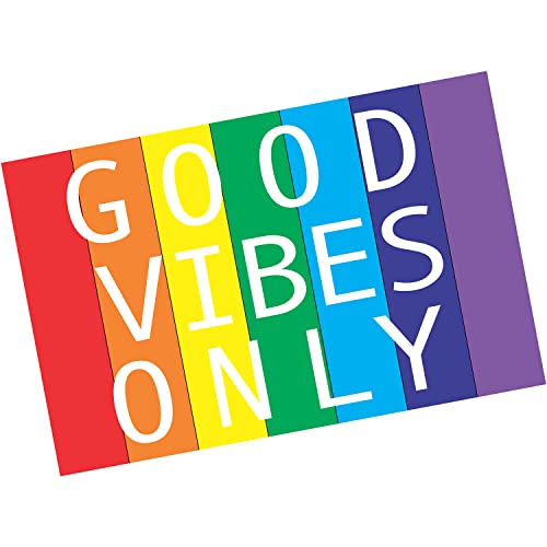 DRW Fußmatte aus Polyester und PVC, Good Vibes Only 40 x 60 x 1 cm, Multi, estandar von DRW