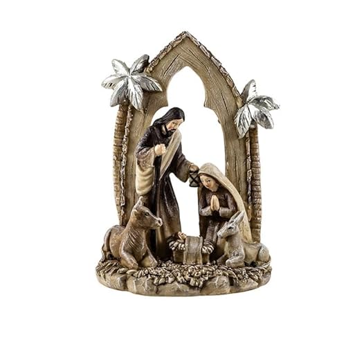 DRW Geheimnis, 1 Stück Geburt mit Portal im klassischen Stil, cremefarben und silberfarben, handbemalt, 9 x 8 x 13 cm, Harz, Creme und Silber, 9x8x13 cm DRW Geheimnis, 1 Stück Geburt mit Portal im klassischen Stil, cremefarben und silberfarben, handbemalt, 9 x 8 x 13 cm, Harz, Creme und Silber, 9x8x13 cm von DRW