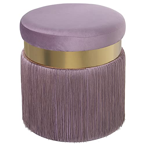 DRW Gepolsterter Sitzsack mit Fransen und Stahlband in Rosa und Gold, 40 x 44 x 7 cm von DRW