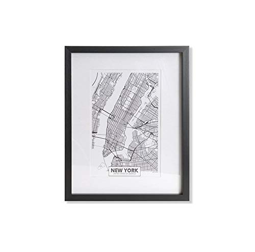 DRW Gerahmte Karte, Stadt, New York, 35 x 2 x 45 cm, Schwarz und Weiß von DRW