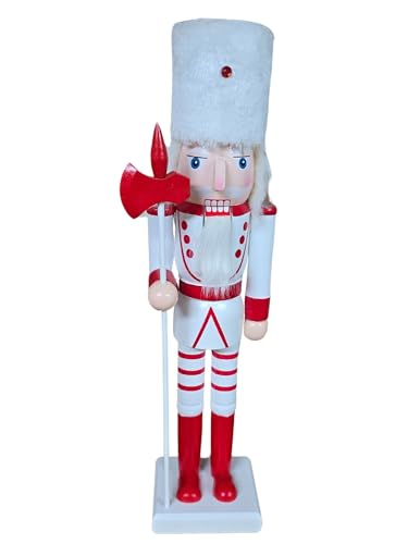 DRW Geschweißter Nussknacker aus Holz, Weiß und Rot, 10 x 8 x 38 cm, 10x8x38 cm DRW Geschweißter Nussknacker aus Holz, Weiß und Rot, 10 x 8 x 38 cm, 10x8x38 cm von DRW