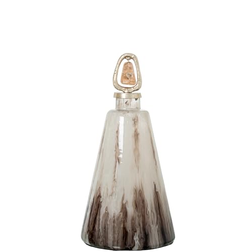 DRW Glastibor mit Aluminiumdeckel, marmoriert, 28 x 28 x 55 cm, Meliert, Weiß und Gold, Medidas: 28x28x55cm von DRW