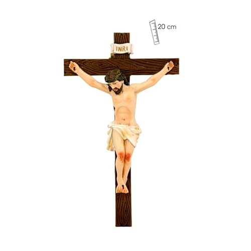 DRW Handbemaltes Kruzifix Harz 20 cm von DRW