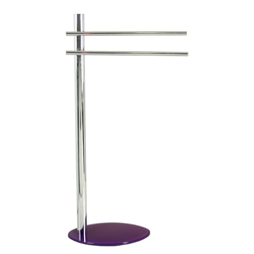 DRW Handtuchhalter für Badezimmer aus Metall und Glassockel, Violett, 90 x 50 x 24 cm von DRW