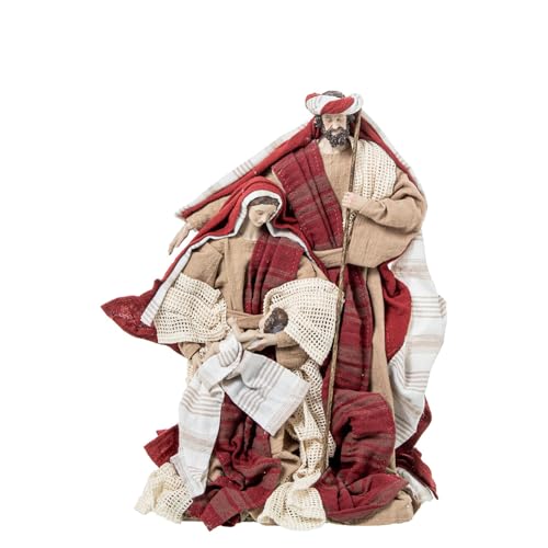 DRW Heilige Familie aus Harz und Stoffkleid in Weiß, Beige und Rot, 10 x 31 x 23 cm DRW Heilige Familie aus Harz und Stoffkleid in Weiß, Beige und Rot, 10 x 31 x 23 cm von DRW