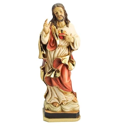 DRW Heilige Figur, Herz des Jesus, Holzimitierung, handbemalt, 31 cm von DRW