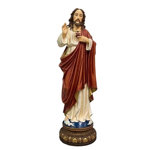 DRW Heilige Figur Jesus Herz Holz Stil Handbemalt Harz 100 cm von DRW