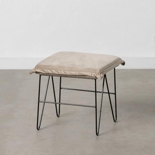 DRW Hocker aus Samt und Metall in Beige und Schwarz DRW Hocker aus Samt und Metall in Beige und Schwarz von DRW
