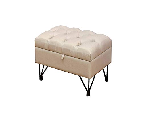 DRW Fußstütze aus Kunstleder, Beige, 50 x 45 x 40 cm von DRW