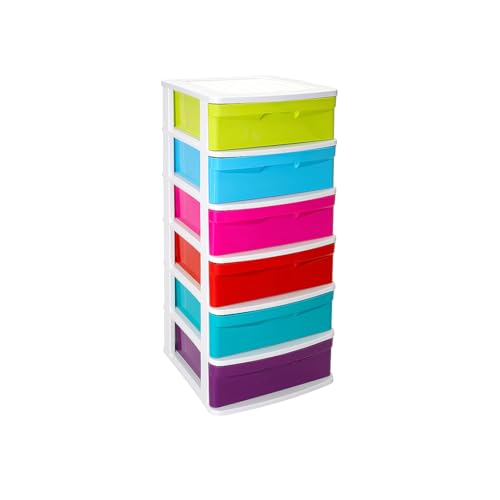DRW Hohe Kommode mit 6 Schubladen, PVC, bunt, 39 x 40 x 96,5 cm DRW Hohe Kommode mit 6 Schubladen, PVC, bunt, 39 x 40 x 96,5 cm von DRW