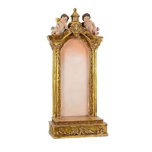 DRW Hornacina mit Engeln für Figuren der Heiligen oder goldene Kerzen, aus Kunstharz, handbemalt, 11 x 7 x 33 cm DRW Hornacina mit Engeln für Figuren der Heiligen oder goldene Kerzen, aus Kunstharz, handbemalt, 11 x 7 x 33 cm von DRW