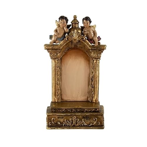 DRW Brenner mit Engeln für Figuren von Heiligen oder Kerzen, goldfarben, aus Kunstharz, handbemalt, 8 x 5 x 23 cm DRW Brenner mit Engeln für Figuren von Heiligen oder Kerzen, goldfarben, aus Kunstharz, handbemalt, 8 x 5 x 23 cm von DRW