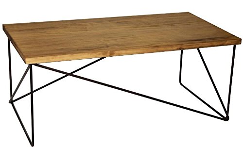 DRW Industrieller Couchtisch aus Holz und Metall, schwarz, 117 x 61 x 49 cm, bunt, estandar von DRW