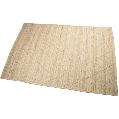 DRW Jute-Teppich mit Rauten in Natur, 300 x 200 x 1 cm von DRW