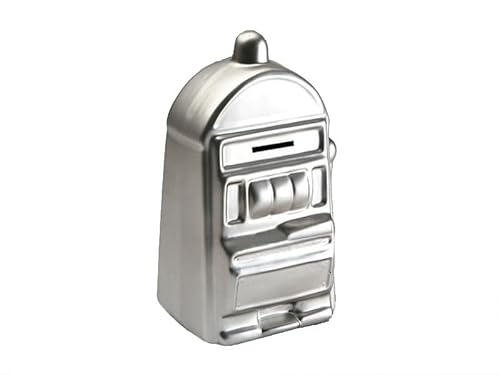 DRW Keramik-Spardose in Form eines Spielautomaten in Silberfarben von DRW