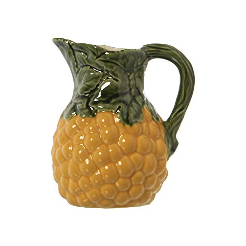DRW Keramikkrug mit Trauben, gelb und grün, 21 x 18 x 23 cm von DRW