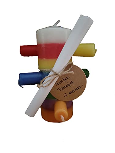 Grabkerze Siebenarbeit, farbige Dochte, 14 cm Grabkerze Siebenarbeit, farbige Dochte, 14 cm von DRW