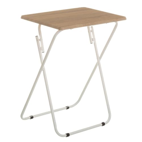 DRW Klappbarer Beistelltisch aus Metall und MDF in Natur und Weiß DRW Klappbarer Beistelltisch aus Metall und MDF in Natur und Weiß von DRW