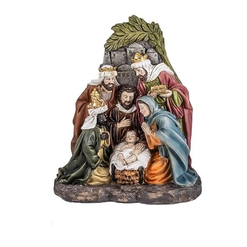 DRW Klassisches Mysterium 1 Stück mit Königen und Kind im Kinderbett aus Harz, handbemalt, 17 x 20 cm DRW Klassisches Mysterium 1 Stück mit Königen und Kind im Kinderbett aus Harz, handbemalt, 17 x 20 cm von DRW