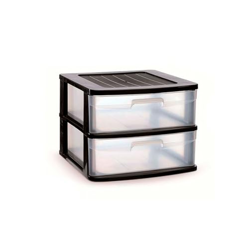 DRW Kommode mit 2 Schubladen, PVC, transparent und schwarz, 39 x 40 x 33,5 cm DRW Kommode mit 2 Schubladen, PVC, transparent und schwarz, 39 x 40 x 33,5 cm von DRW